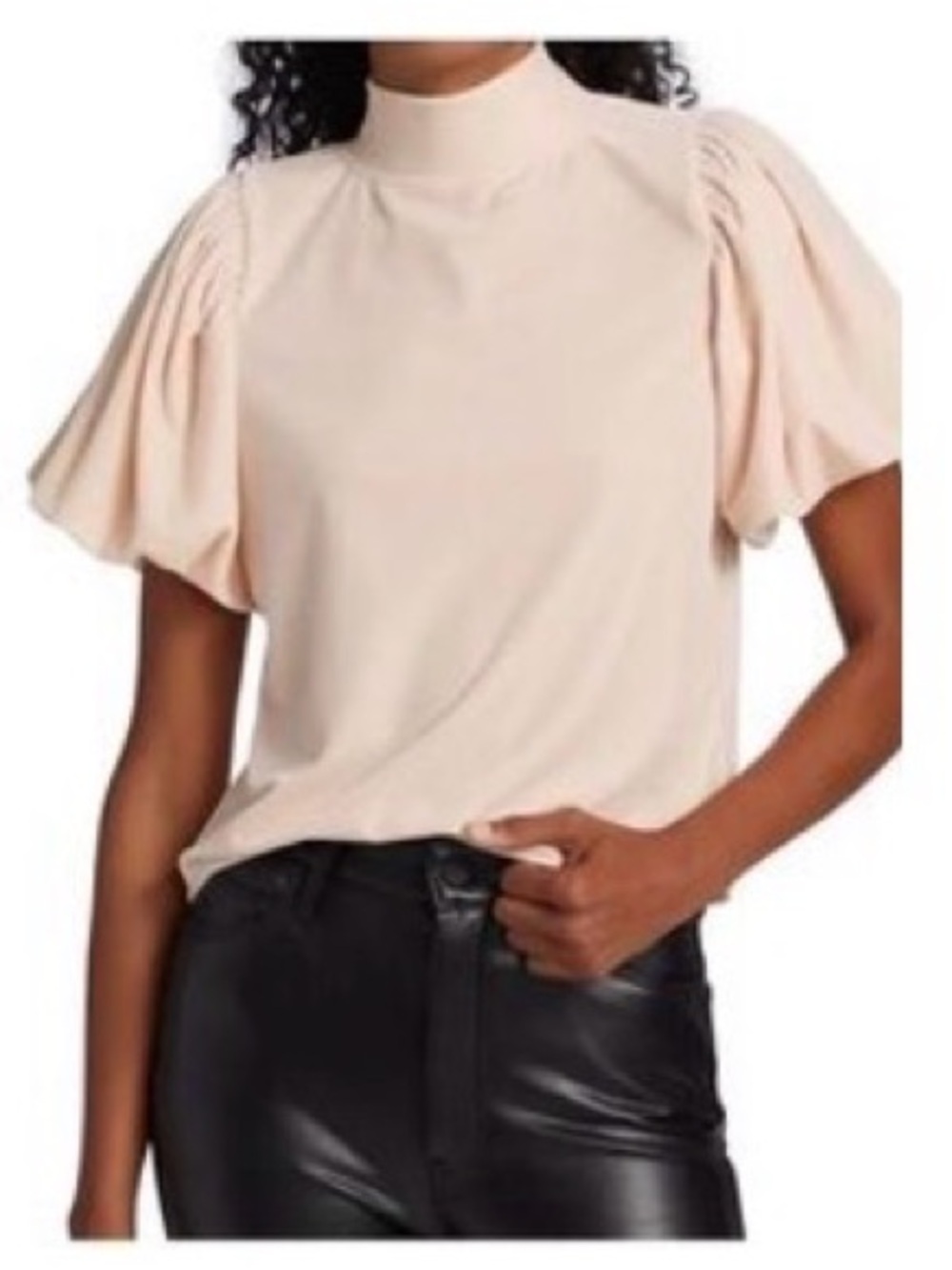 Free People Women’s Puff Sleeve Mock Neck Top
